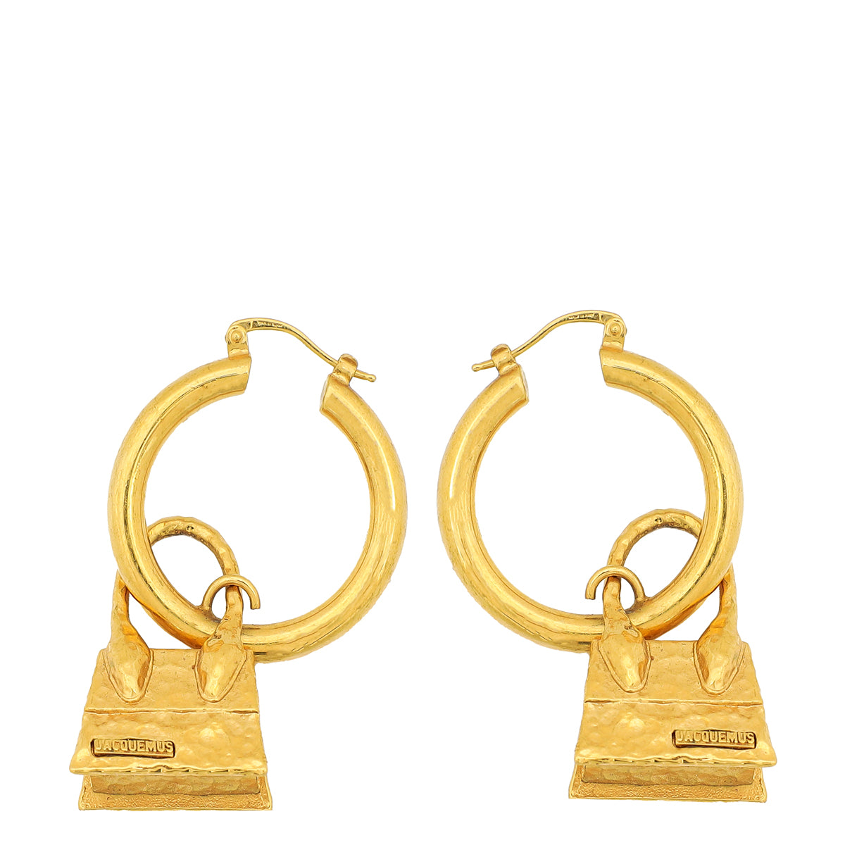 Jacquemus Gold Finish Chiquito Pendant Hoop Earrings-Jacquemus-THE CLOSET