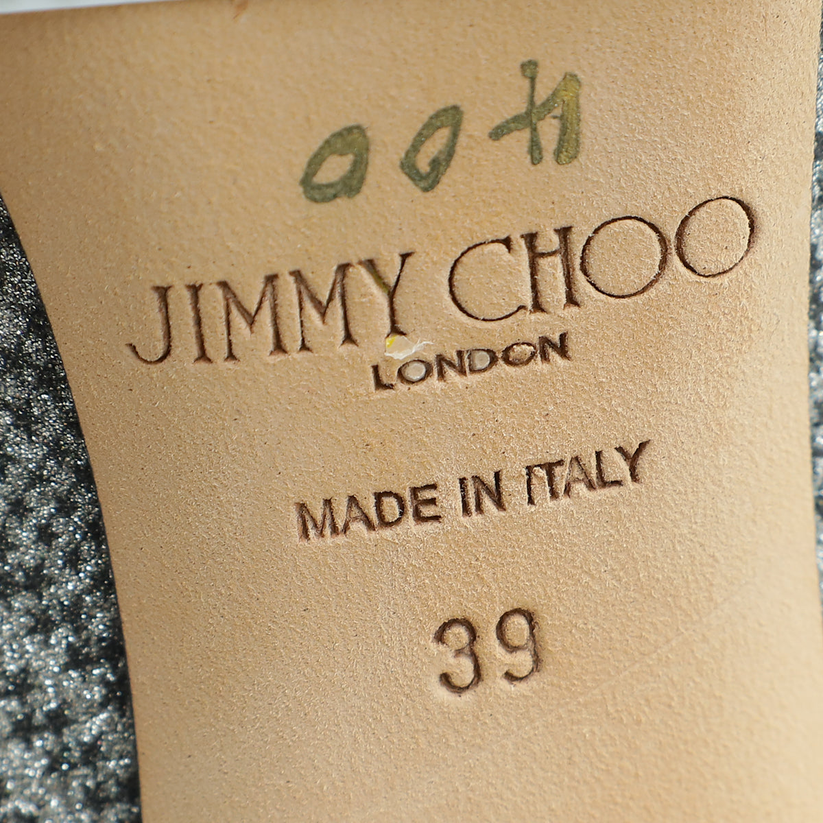 Jimmy Choo Metallic Silver Glitter Knee High Boots 39
