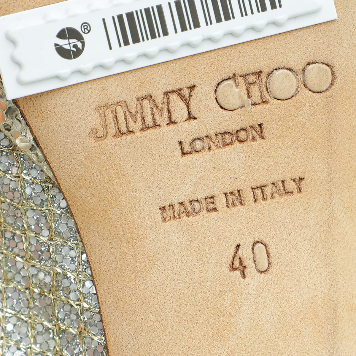 Jimmy Choo Metallic Light Gold Glitter Peep Toe Slingback 40
