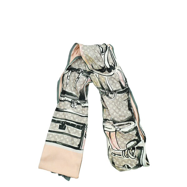 小物 Louis Vuitton Rose Poudre Trunks Bandeau LOUIS VUITTON Trunks Bandeau Silk Scarf Rose Poudre