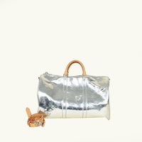 Louis Vuitton Metallic Silver Monogram Mirror Keepall Bandouliere 50 Bag