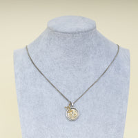 Louis Vuitton Silver Gold Round Rotating Pendant Necklace