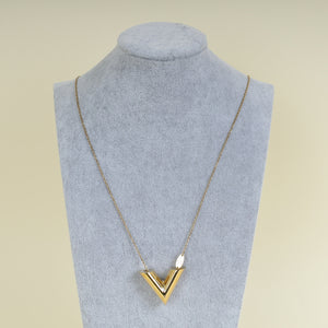 Louis Vuitton Gold Finish Essential V Necklace