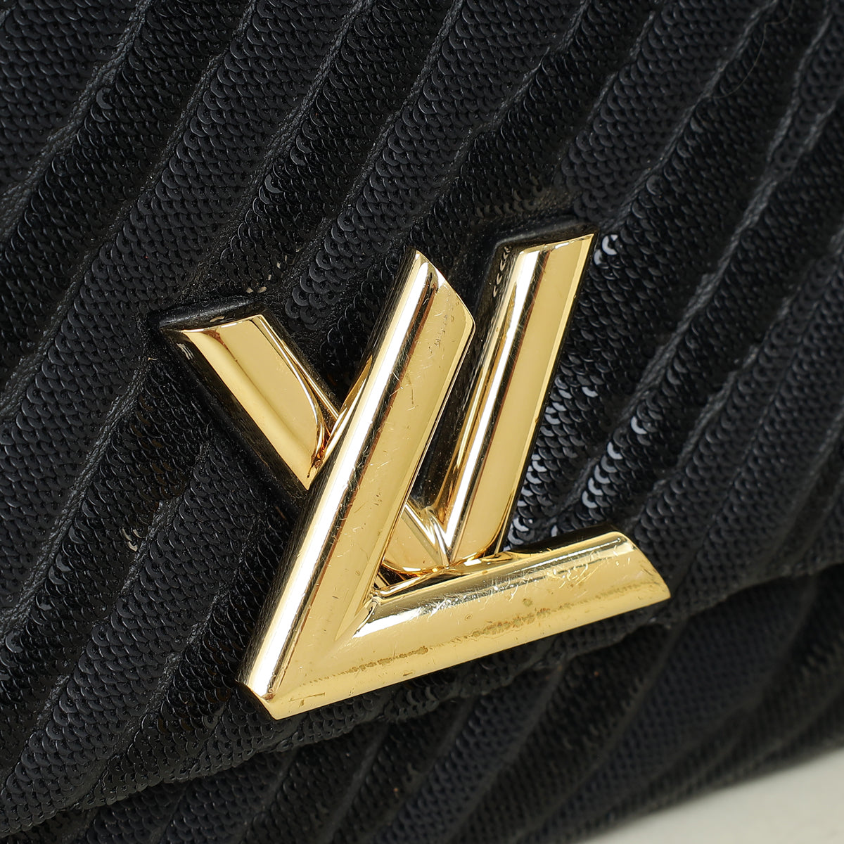 Louis Vuitton Black Sequins Embroidered Twist West Shoulder Bag