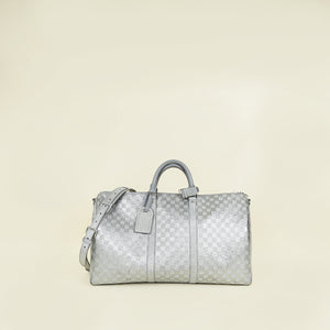 Louis Vuitton Metallic Silver Virgil Abloh Damier Glitter Keepall Bandouliere 50 Bag (For Men)