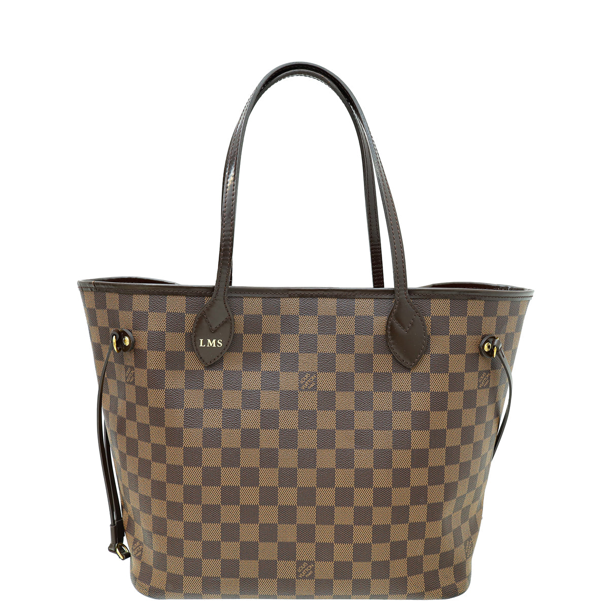 Louis Vuitton Damier Ebene Neverfull MM Bag W/ LMS INITIALS