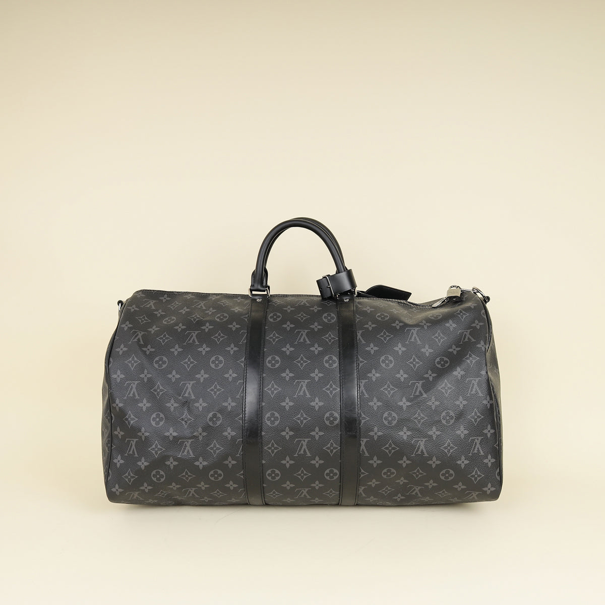 Louis Vuitton Monogram Eclipse Keepall Bandouliere 55 Bag W/ MO Initials-Louis Vuitton-THE CLOSET