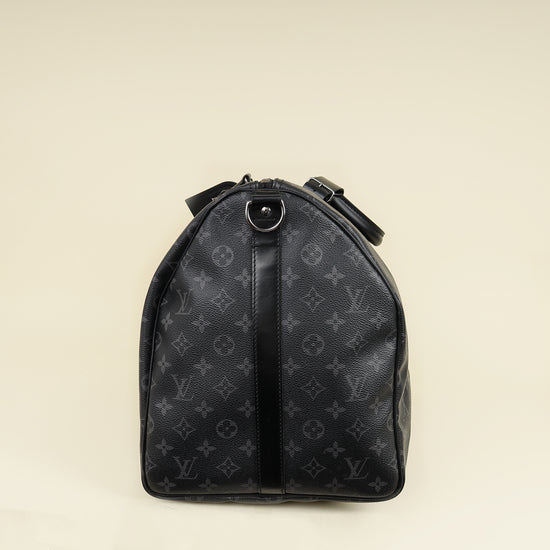Louis Vuitton Monogram Eclipse Keepall Bandouliere 55 Bag W/ MO Initials-Louis Vuitton-THE CLOSET