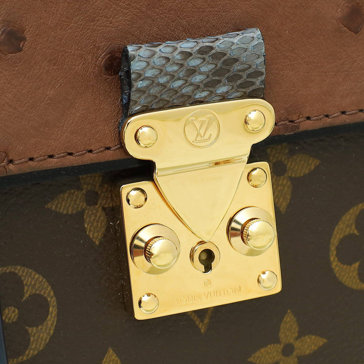 Louis Vuitton Bicolor Exotique Monogram Ostrich Python Majestueux PM B ...