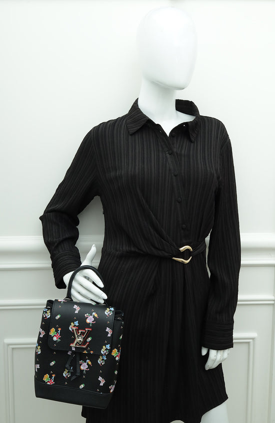 Louis Vuitton Black Flower Print Lockme Mini Backpack Bag