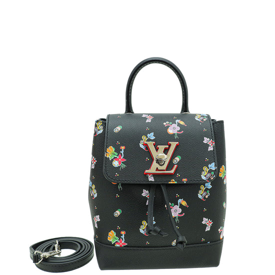 Louis Vuitton Black Flower Print Lockme Mini Backpack Bag