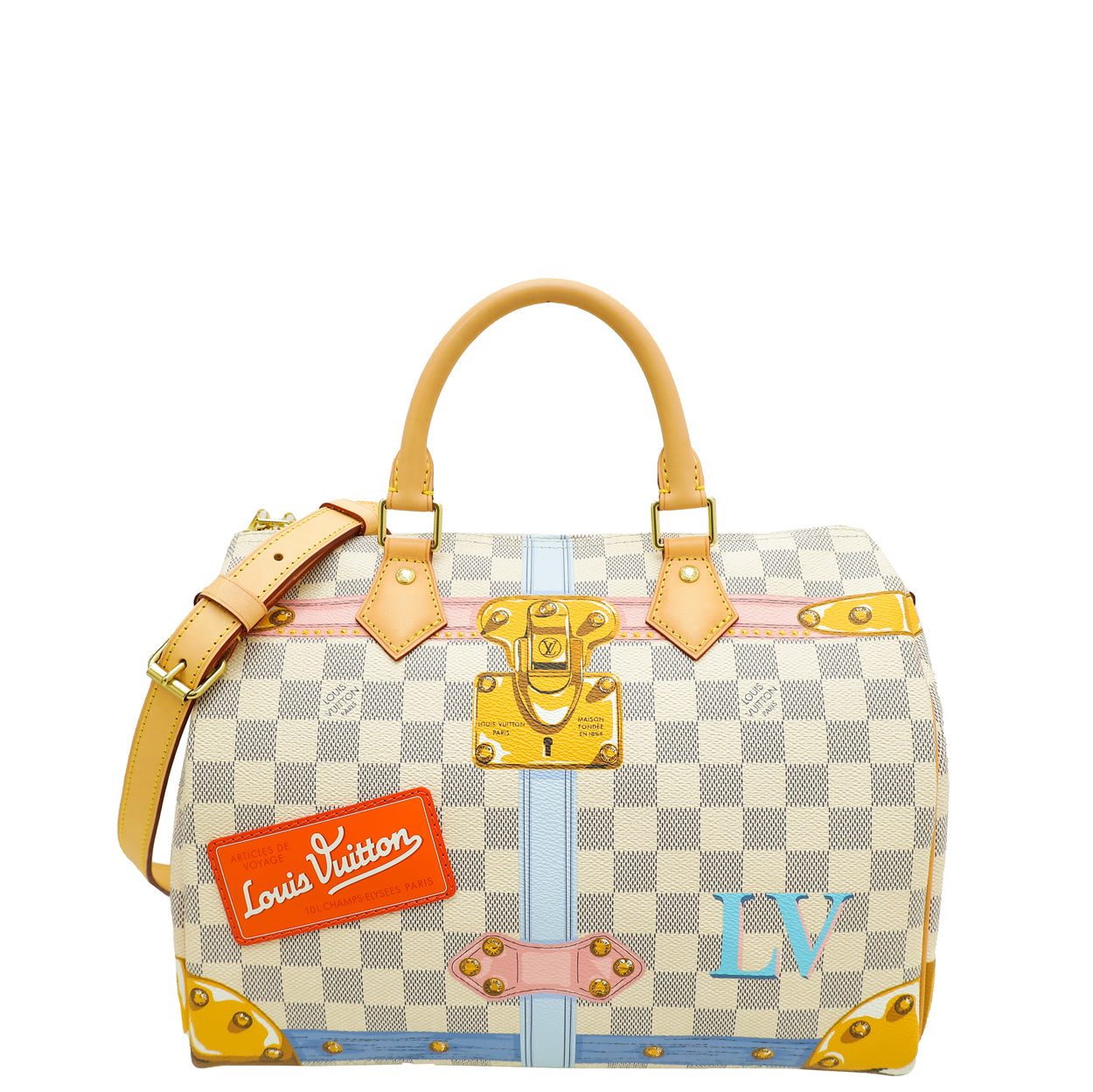 Louis Vuitton Azur Summer Trunks Speedy Bandouliere 30 Bag-Louis Vuitton-THE CLOSET