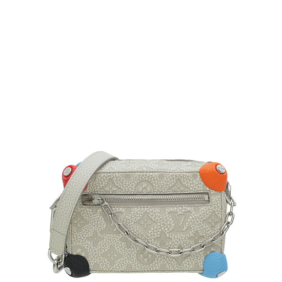 Louis Vuitton Grey Multicolor Taurillon Embossed Mini Soft Trunk Calk Bag