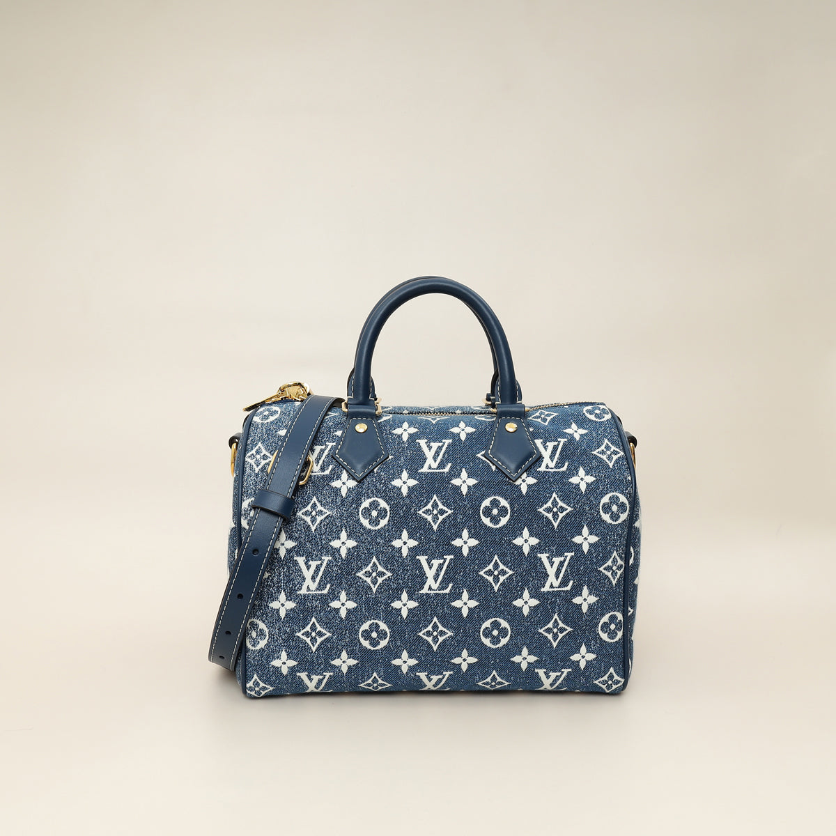 Louis Vuitton Navy Blue Monogram Denim Jacquard Speedy Bandouliere 25 Bag-Louis Vuitton-THE CLOSET