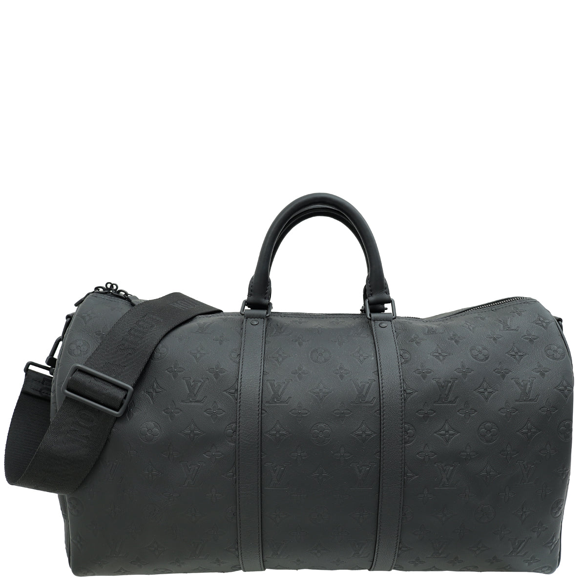 Louis Vuitton Matte Black Monogram Shadow Keepall Bandouliere 50 Bag-Louis Vuitton-THE CLOSET