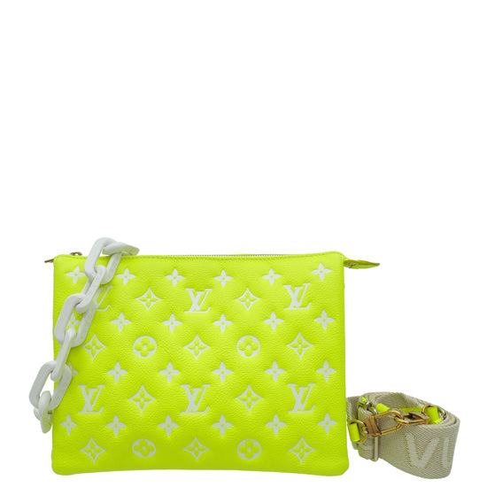 Louis Vuitton Fluorescent Yellow Monogram Embossed LV Match Coussin PM Bag