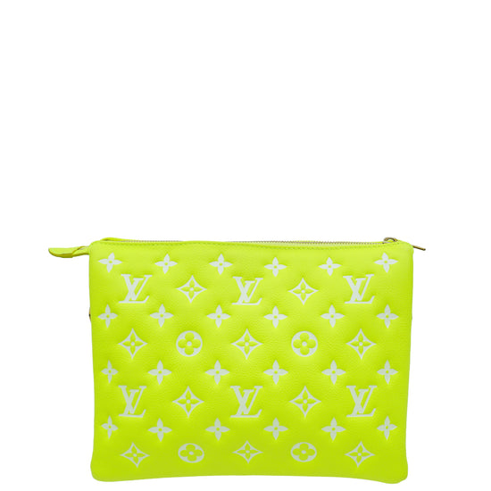 Louis Vuitton Fluorescent Yellow Monogram Embossed LV Match Coussin PM Bag