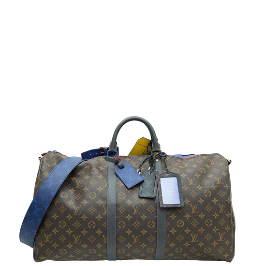 LOUIS VUITTON Monogram Taiga Outdoor Keepall Bandouliere Gym Bag Luggage