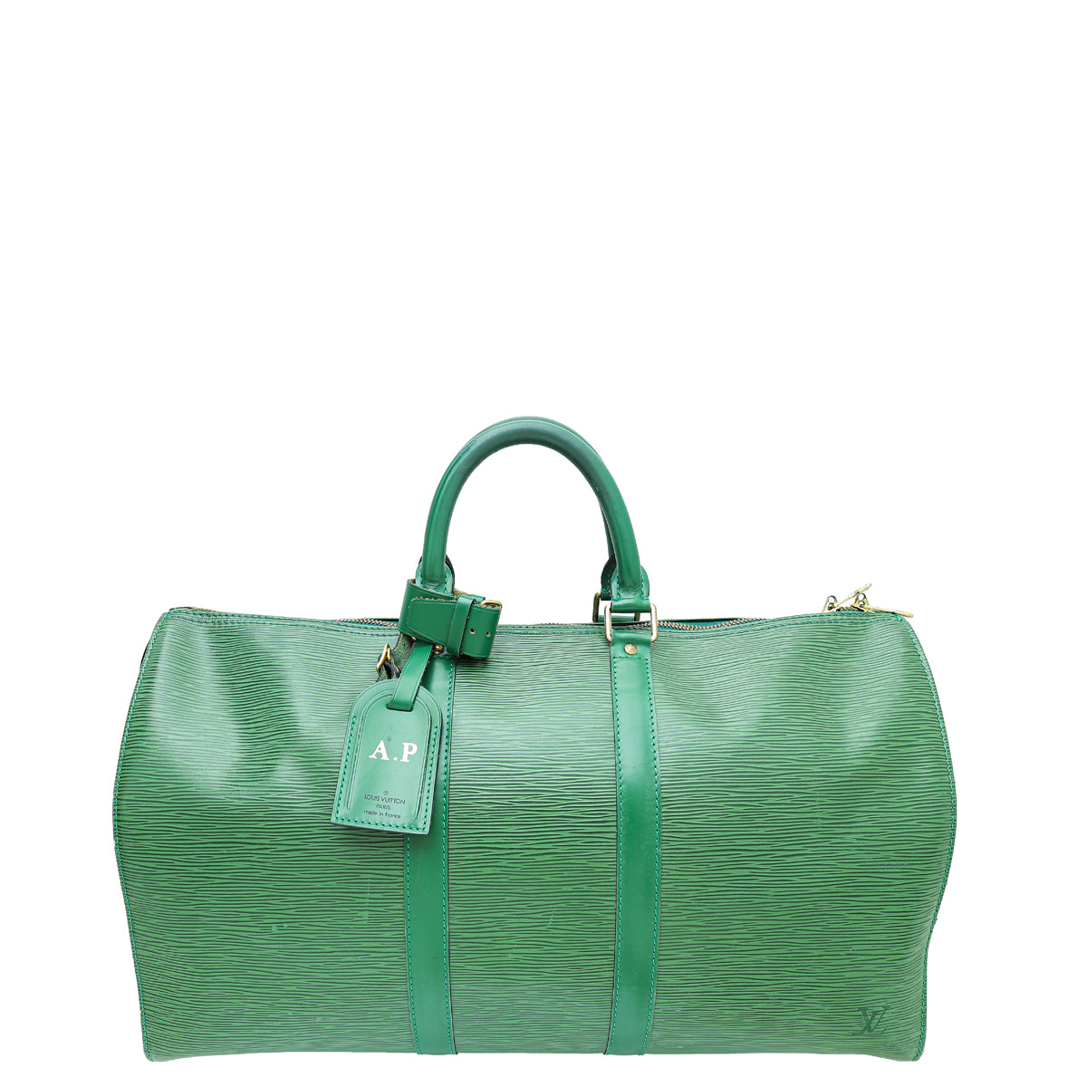 Louis Vuitton Borneo Green Keepall 45 Bag w/ A.P Initials