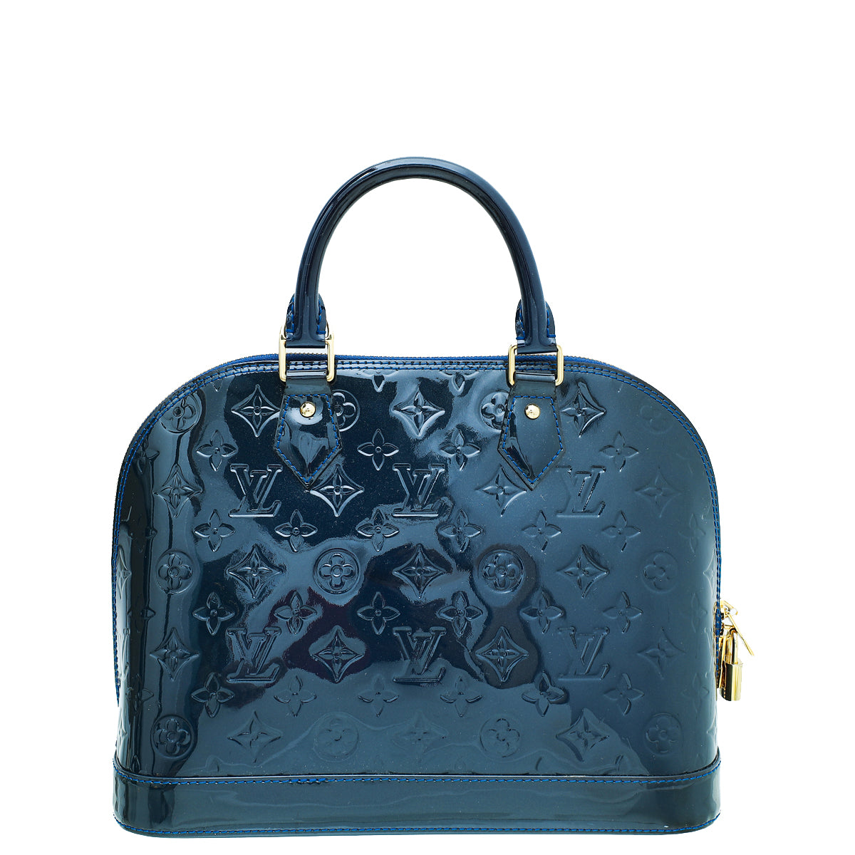 Louis Vuitton Grand Blue Monogram Vernis Alma PM Bag W/ Strap-Louis Vuitton-THE CLOSET