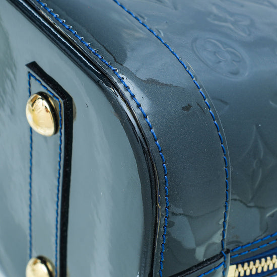 Louis Vuitton Grand Blue Monogram Vernis Alma PM Bag W/ Strap