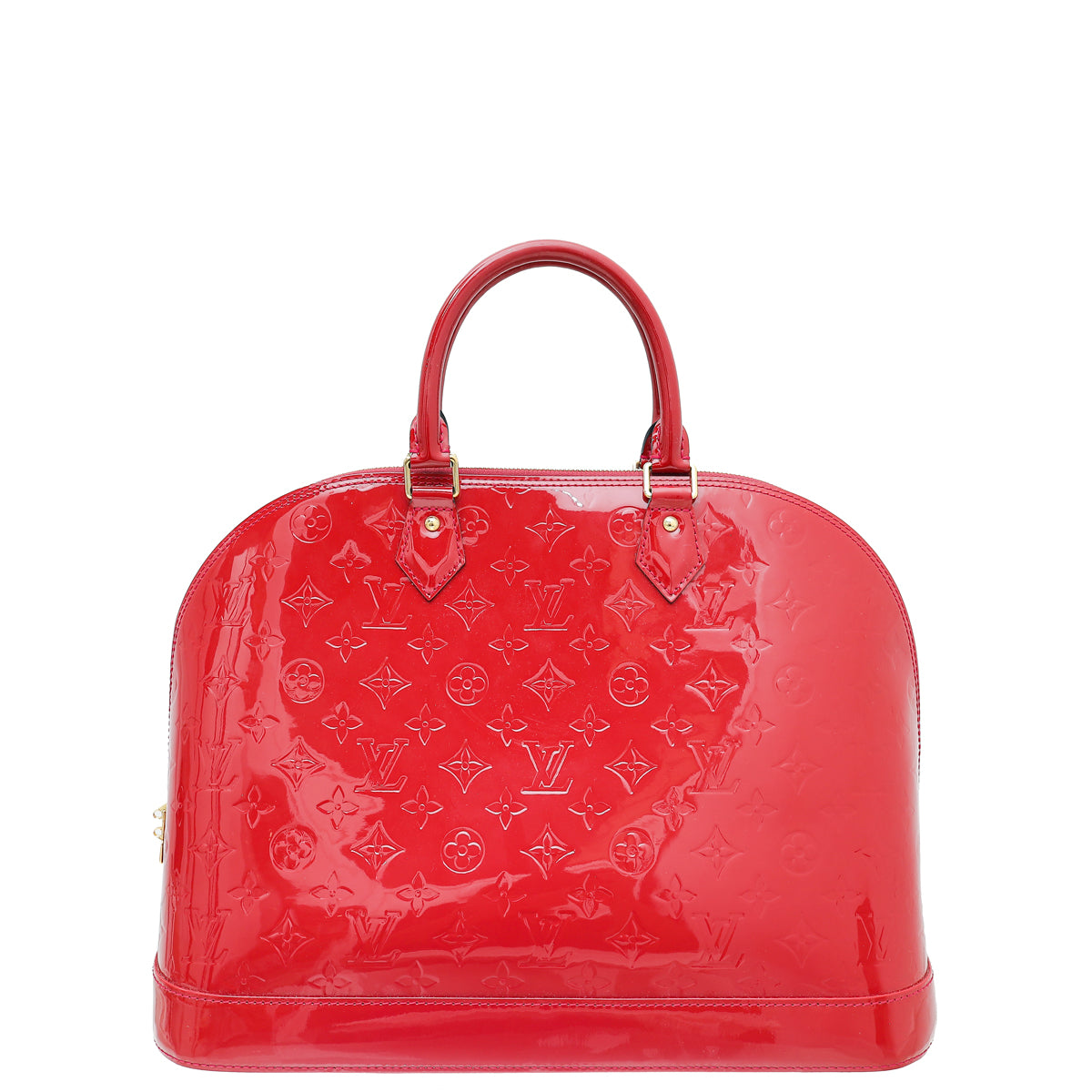 Louis Vuitton Alma GM Monogram Vernis Leather Satchel Bag Red