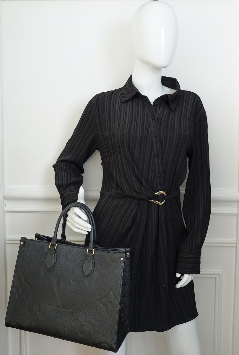 Louis Vuitton Black Monogram empreinte Onthego MM Bag