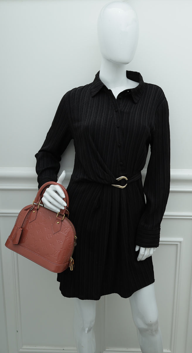 3ae5078] Auth Louis Vuitton Handbag Monogram Vernis Alma MM M91610 Rose  Florentine