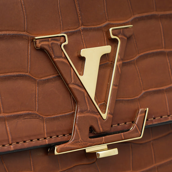 Louis Vuitton Cognac Matte Crocodile Volta Bag