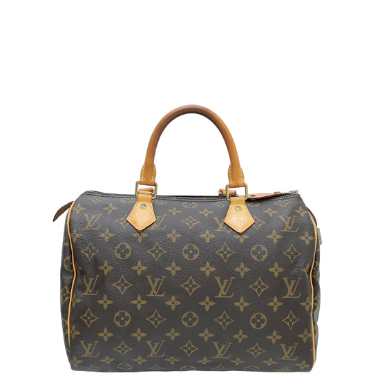 Louis Vuitton Brown Monogram Speedy 30 Bag W/ R.C Initials