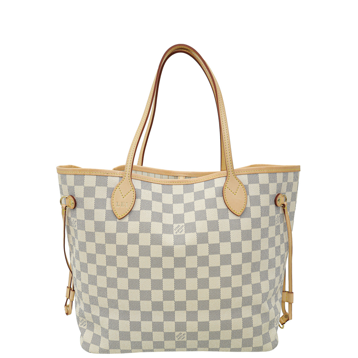 Louis Vuitton Damier Azur Neverfull MM Bag W/ "LEI" Initials"