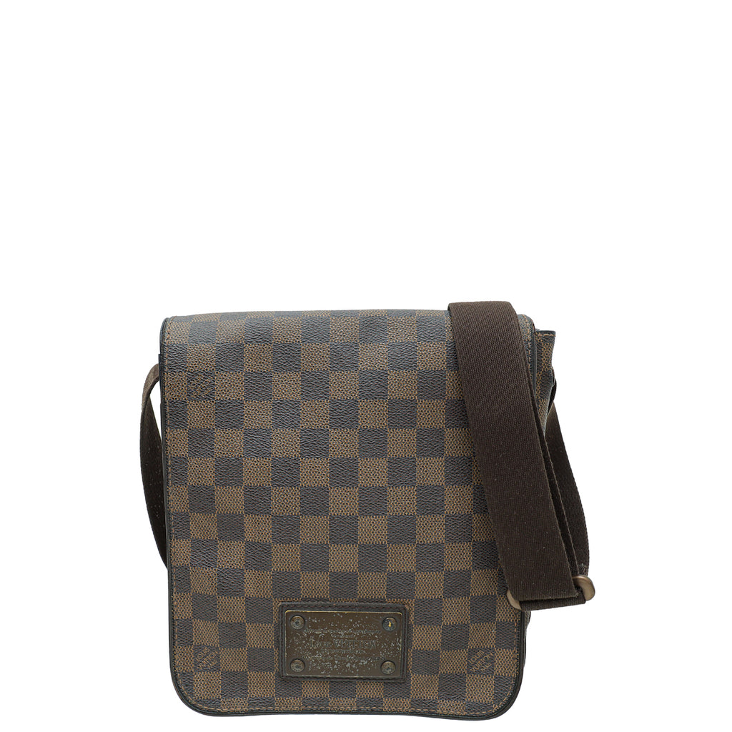 Louis Vuitton Damier Ebene Brooklyn PM Crossbody Messenger Flap Bag Leather  ref.373242 - Joli Closet