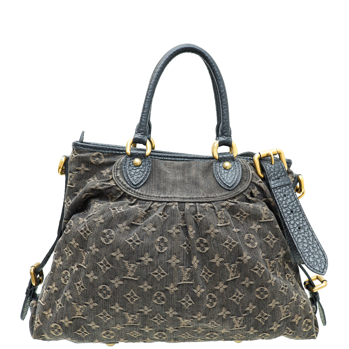 Louis Vuitton Black Aged Denim Monogram Neo Cabby GM Bag-Louis Vuitton-THE CLOSET