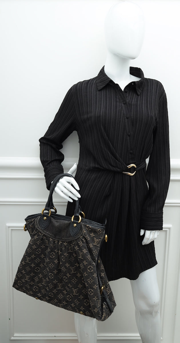 Louis Vuitton Black Aged Denim Monogram Neo Cabby GM Bag