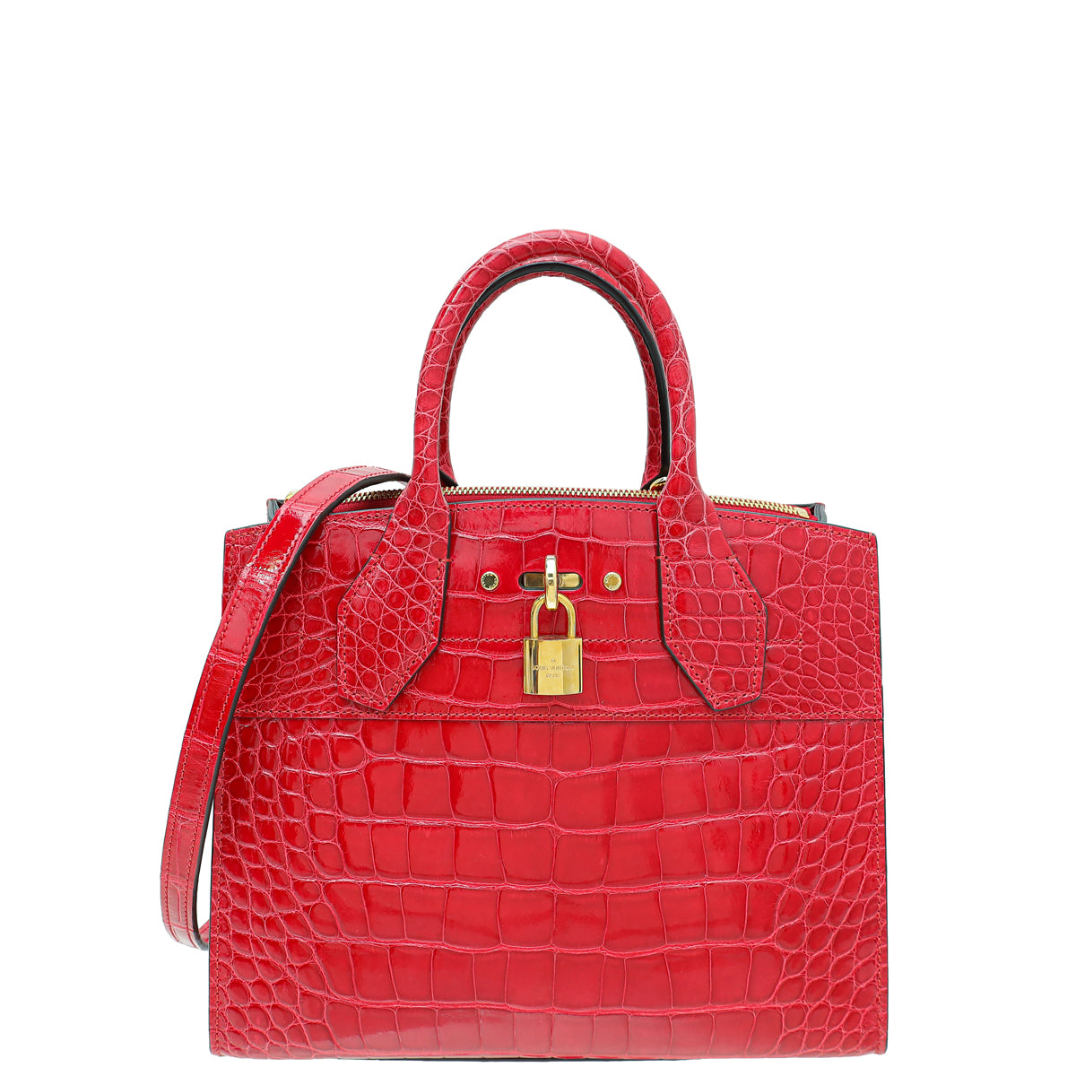 Louis Vuitton Red Shiny Alligator City Steamer PM Bag-Louis Vuitton-THE CLOSET