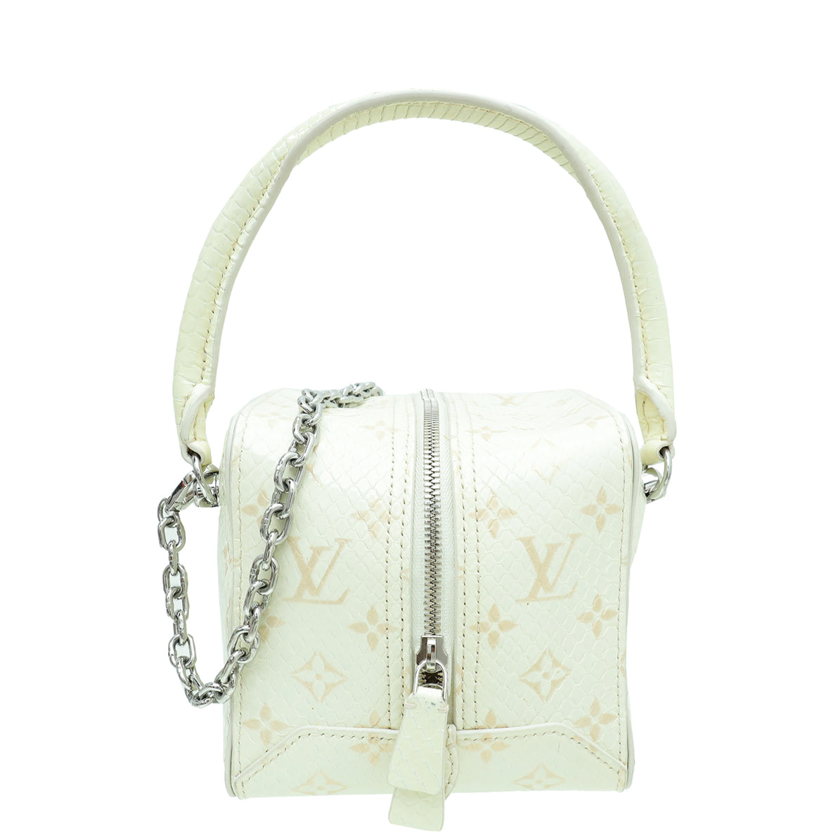Louis Vuitton White Monogram Shiny Python Square Bag-Louis Vuitton-THE CLOSET