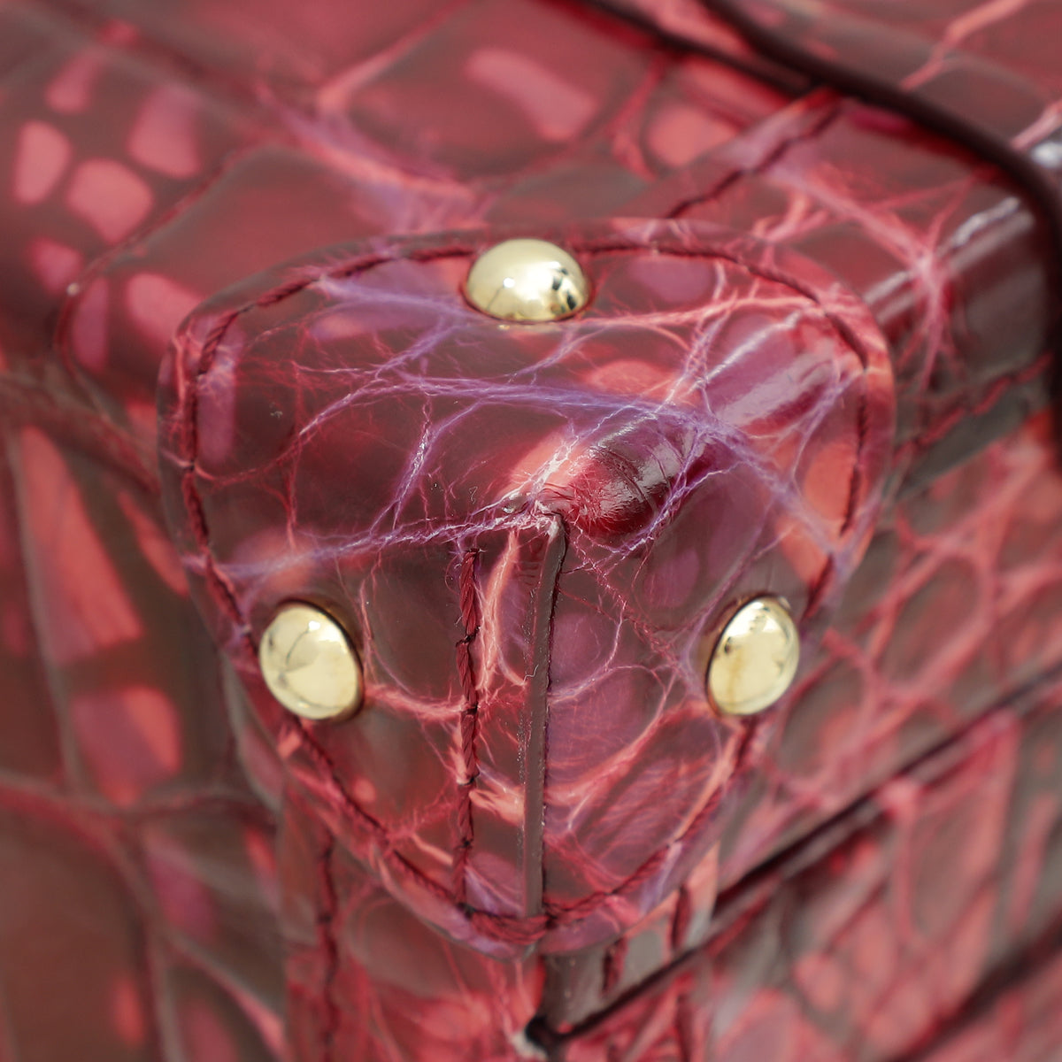 Louis Vuitton Red Shiny Alligator Petite Malle Bag