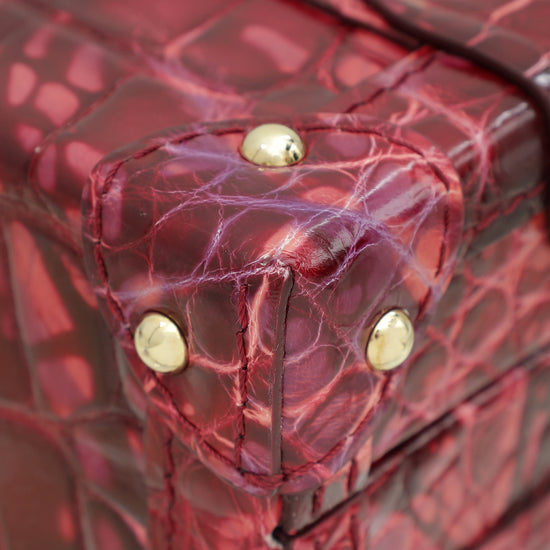 Load image into Gallery viewer, Louis Vuitton Red Shiny Alligator Petite Malle Bag
