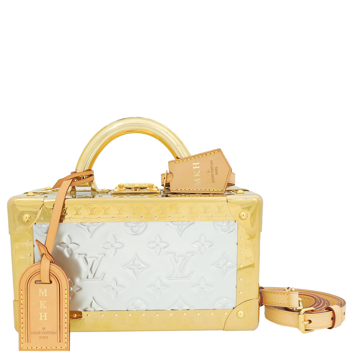 Louis Vuitton Metallic Bicolor Monogram Petite Valise Top Handle Trunk Bag W/ Initials MKH-Louis Vuitton-THE CLOSET