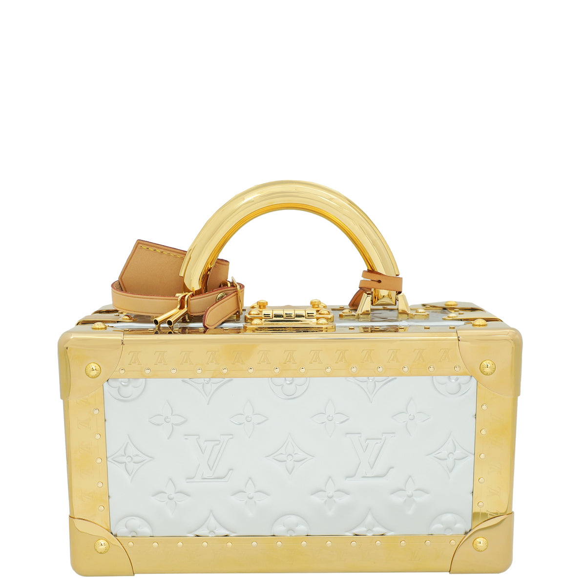 Louis Vuitton Metallic Bicolor Monogram Petite Valise Top Handle Trunk Bag W/ Initials MKH