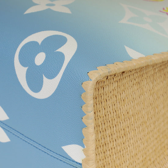 Louis Vuitton Blue By The Pool Onthego GM Portofino Print Raffia Bag