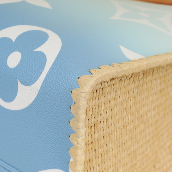 Louis Vuitton Blue By The Pool Onthego GM Portofino Print Raffia Bag