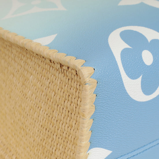 Louis Vuitton Blue By The Pool Onthego GM Portofino Print Raffia Bag