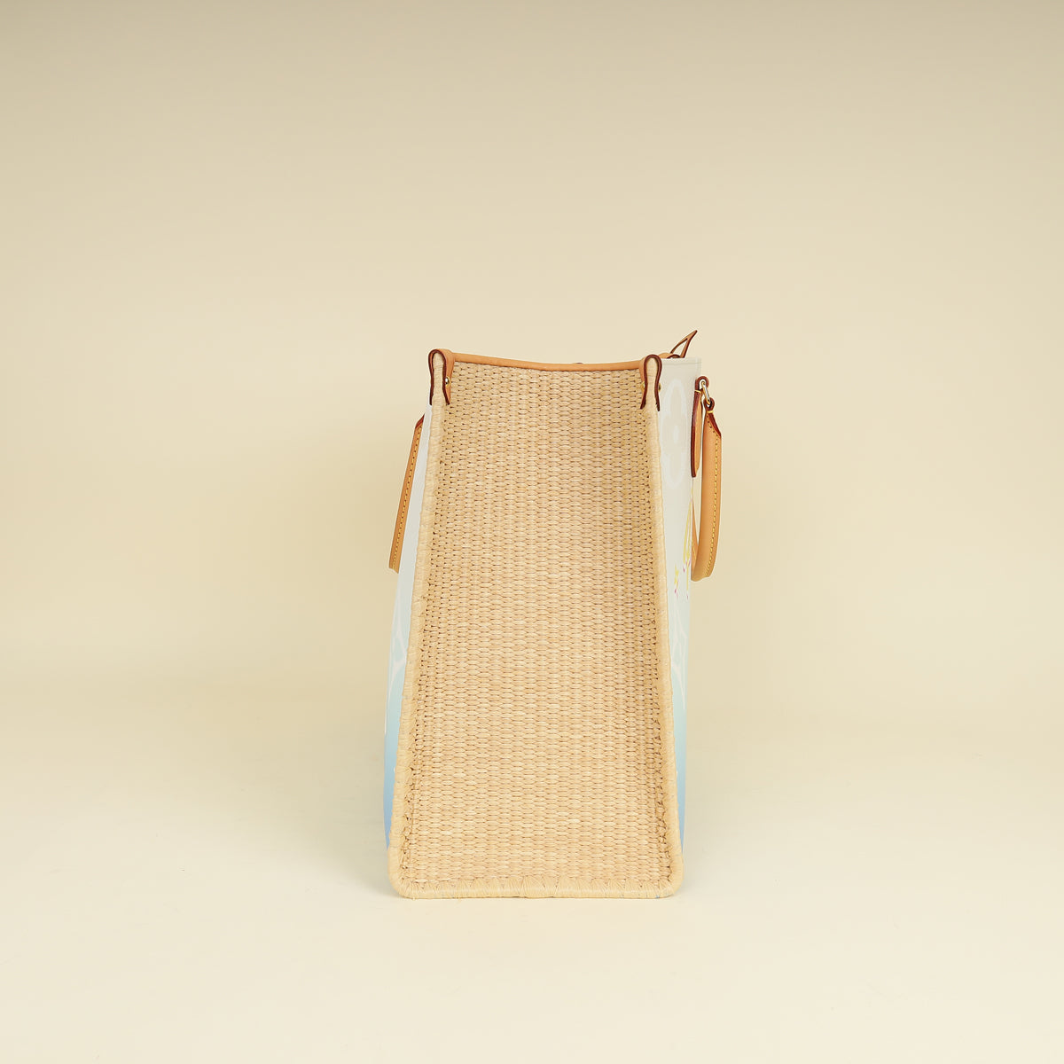 Louis Vuitton Blue By The Pool Onthego GM Portofino Print Raffia Bag