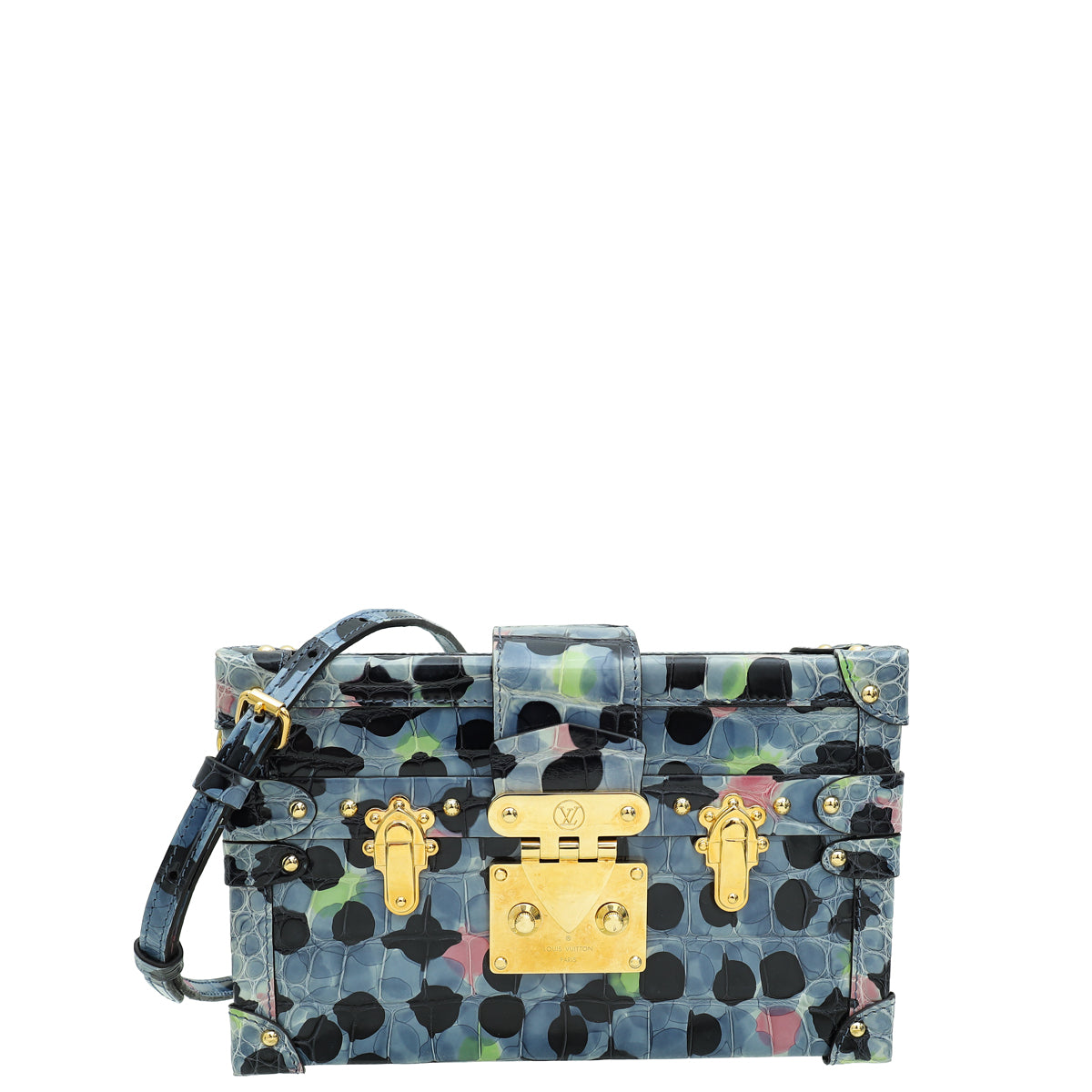 Louis Vuitton Blue Multicolor Painted Alligator Petite Malle Bag-Louis Vuitton-THE CLOSET