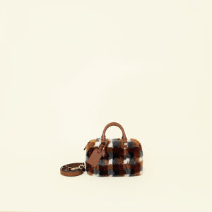 Louis Vuitton Cognac Multicolor Mink Fur Damier Nano Speedy Bandouliere Bag