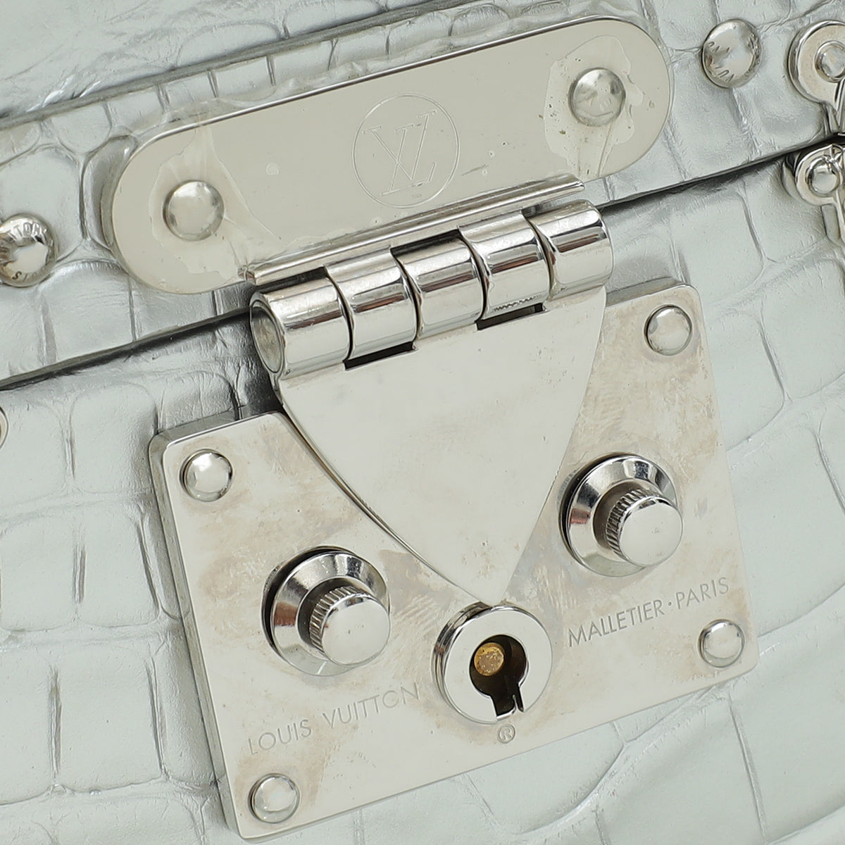 Louis Vuitton Silver Alligator Petite Malle Bag