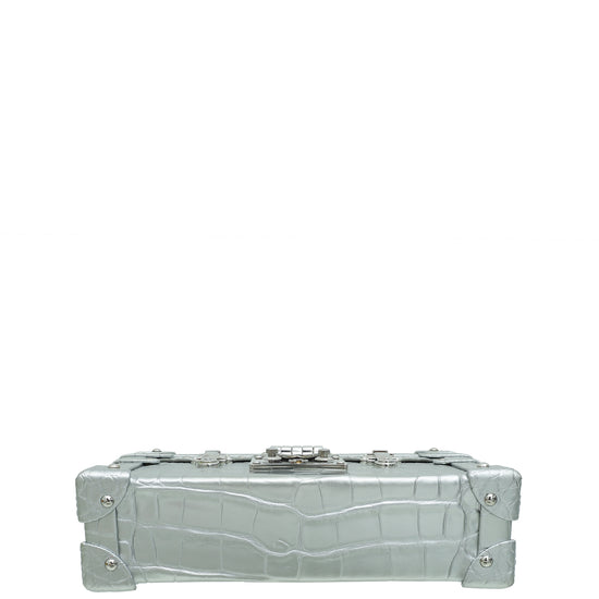 Load image into Gallery viewer, Louis Vuitton Silver Alligator Petite Malle Bag
