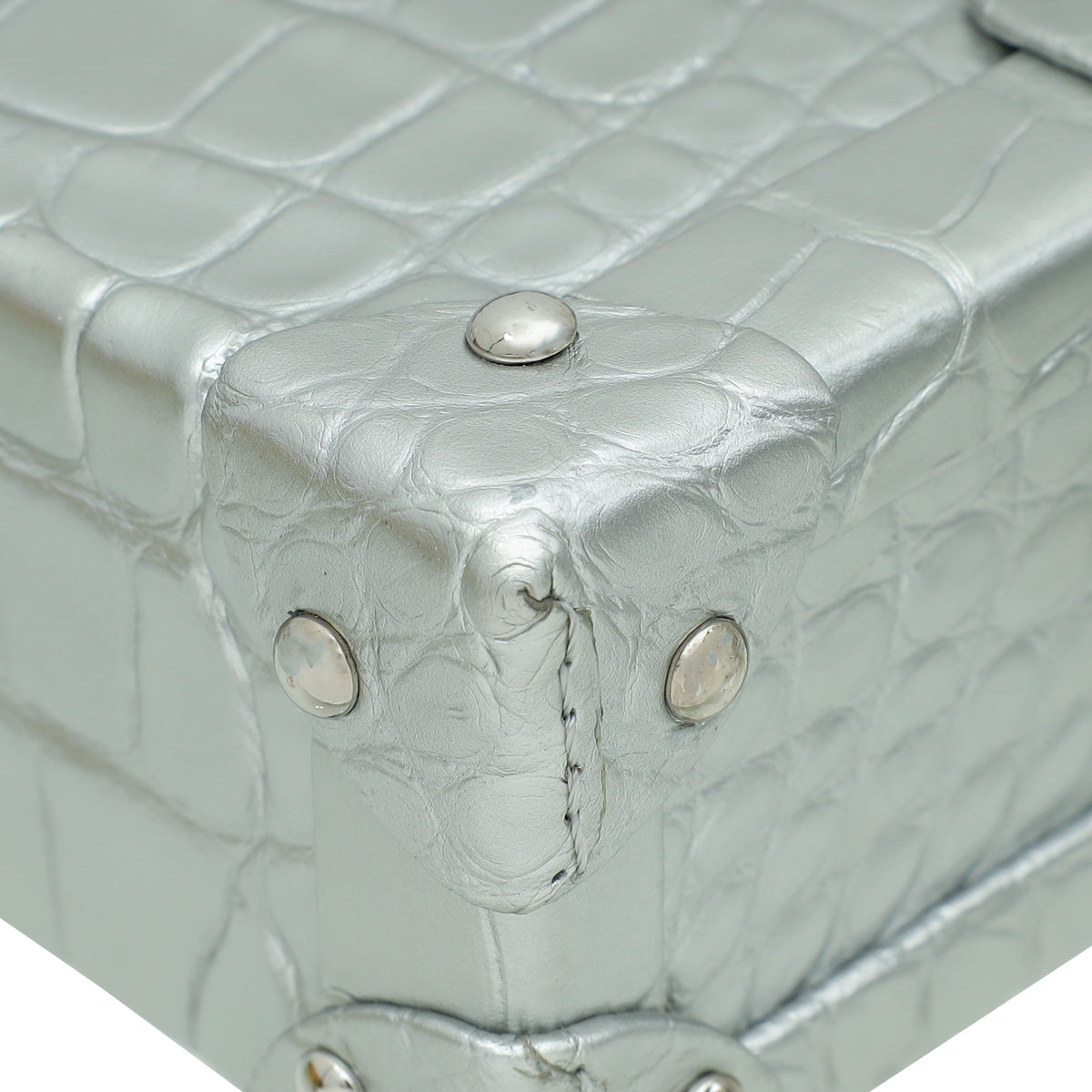 Louis Vuitton Silver Alligator Petite Malle Bag