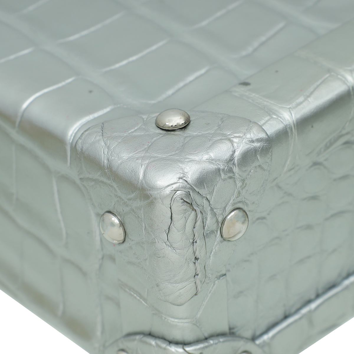 Louis Vuitton Silver Alligator Petite Malle Bag